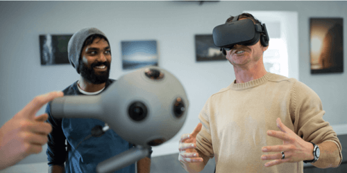 Man using virtual reality