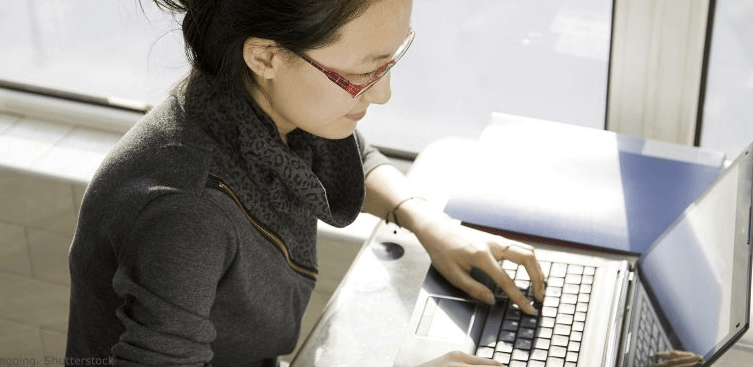 Woman using a computer