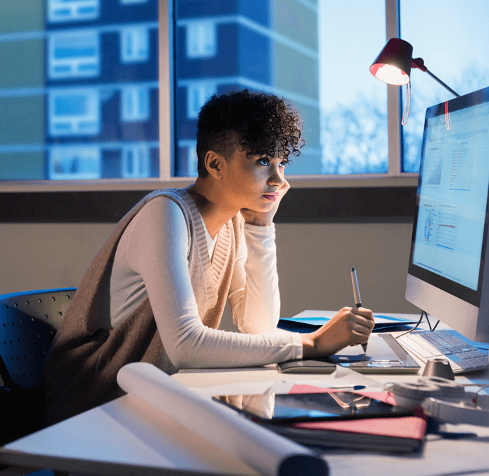 Woman using a computer