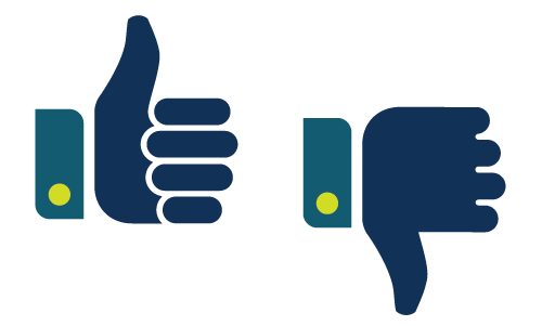 Illustration of thumbs up and thumbs down