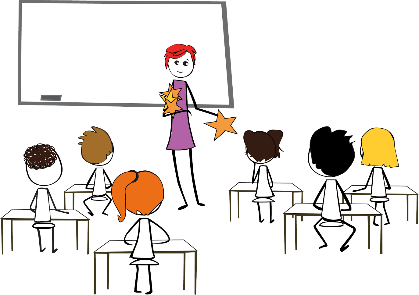 Graphic of teacher and students